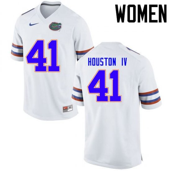 Women's Florida Gators #41 James Houston IV NCAA Nike White Authentic Stitched College Football Jersey DVQ5262JP